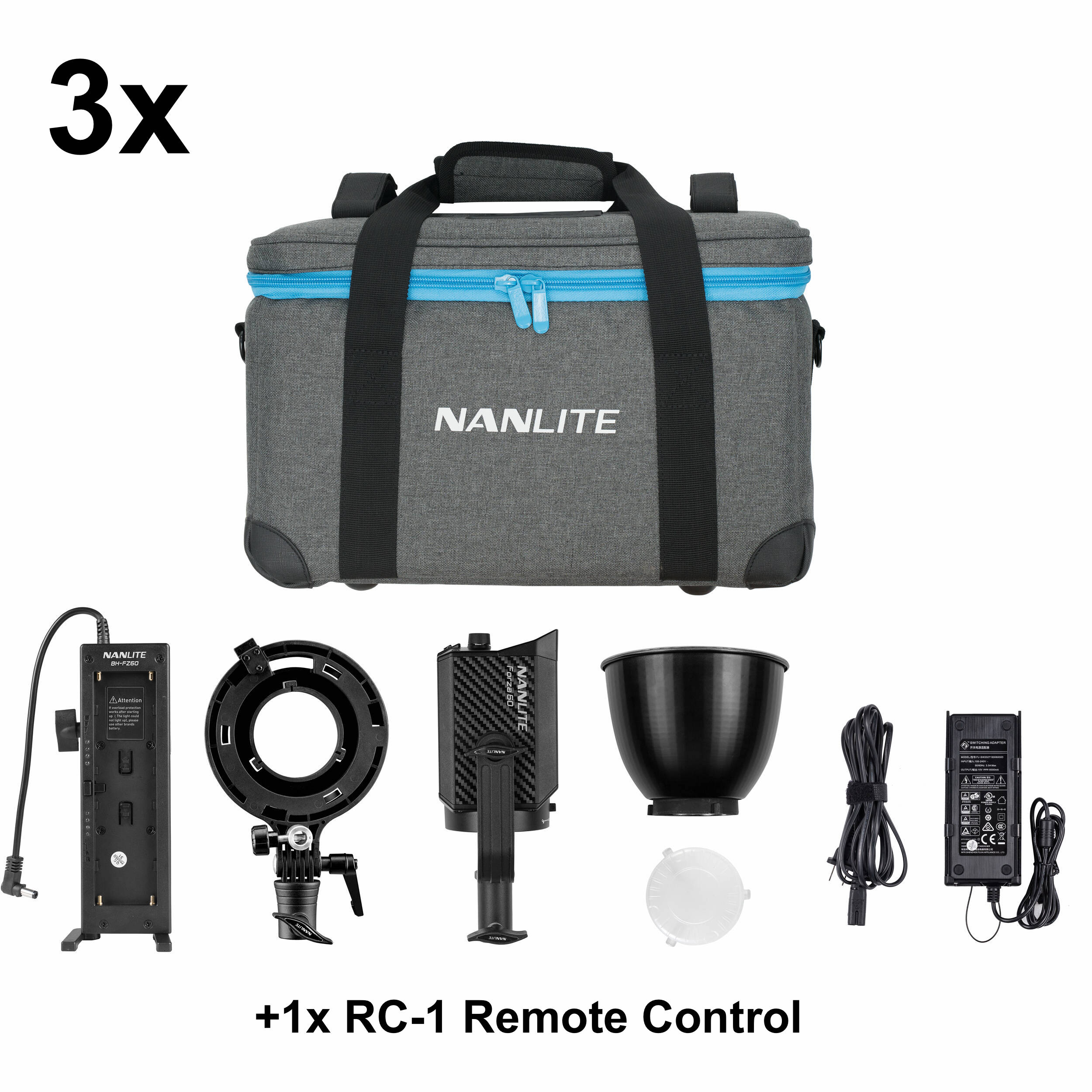 Nanlite Forza 60 Daylight LED 3x Light Kit Image